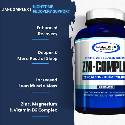 Gaspari ZM-Complex: Nighttime Recovery & Sleep Support – Zinc, Magnesium, Vitamin B6 (90 Capsules)