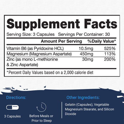 Gaspari ZM-Complex: Nighttime Recovery & Sleep Support – Zinc, Magnesium, Vitamin B6 (90 Capsules)