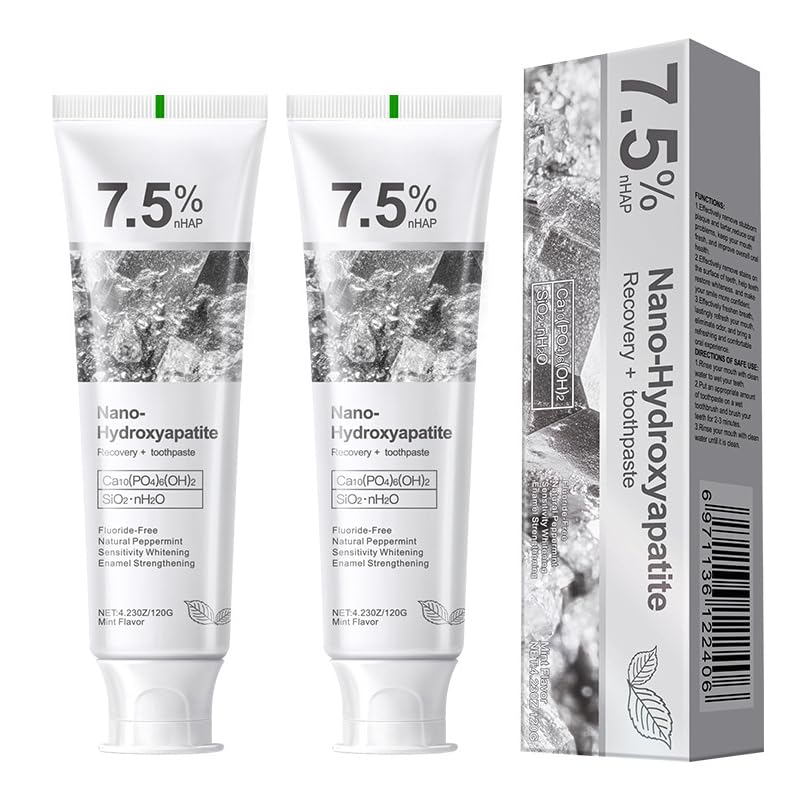 GEELIKE Nano Hydroxyapatite Toothpaste 7.5% nHAP – Enamel Strengthening, Fluoride-Free, Peppermint, 4.23 oz