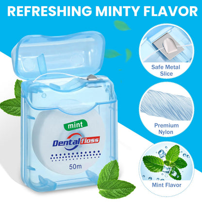 Geiserailie 72 Pack Mint Floss Bulk – 50m Travel Waxed Dental Floss, Multicolor