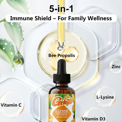 Geloyar L-Lysine Liquid Drops – 1200mg Lysine for Cold Sore, Lip Health & Immune Support | Vegan, 2 fl oz