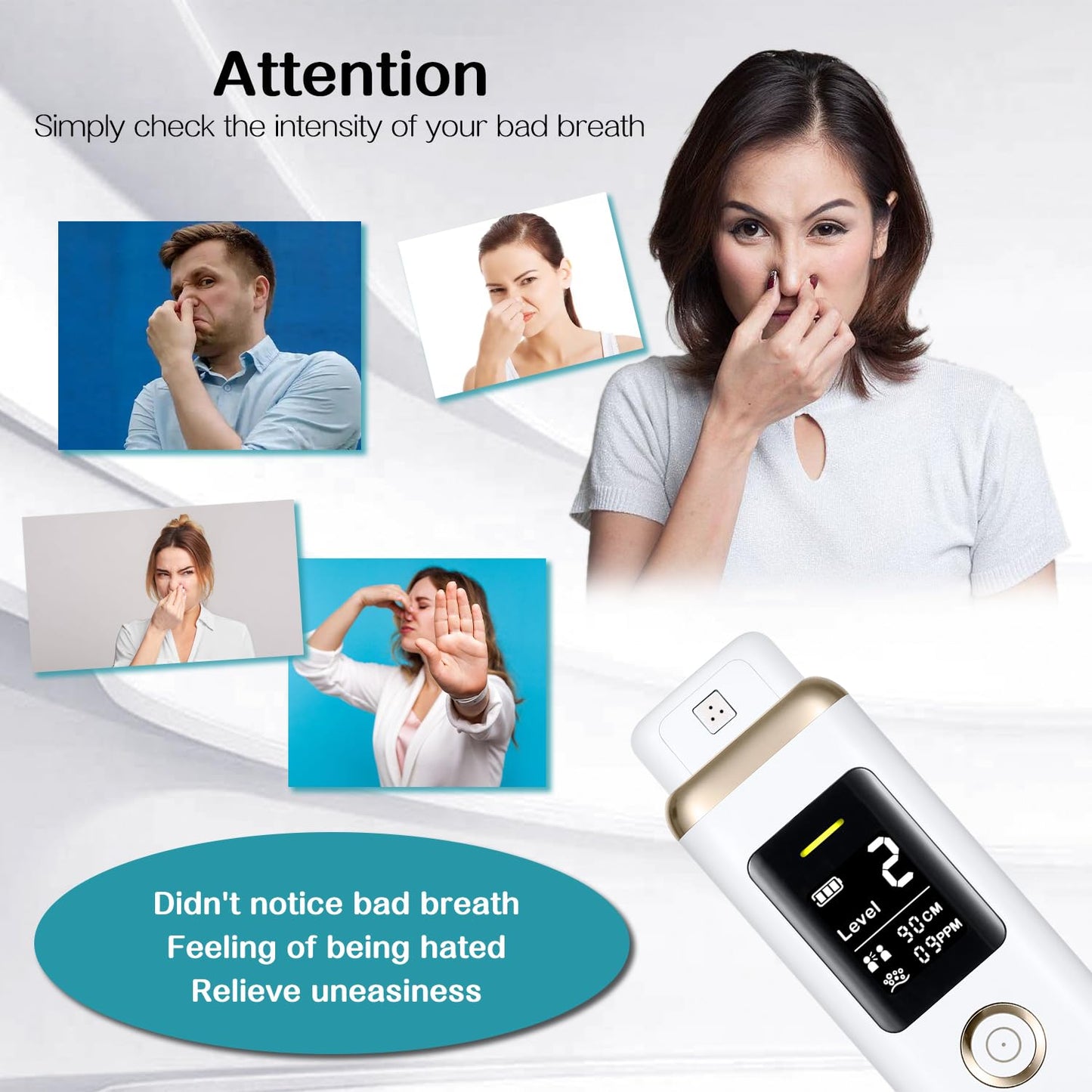 Gemusve Smart Oral Odor Freshening Rate Detector – Portable Real-Time Breath Monitor