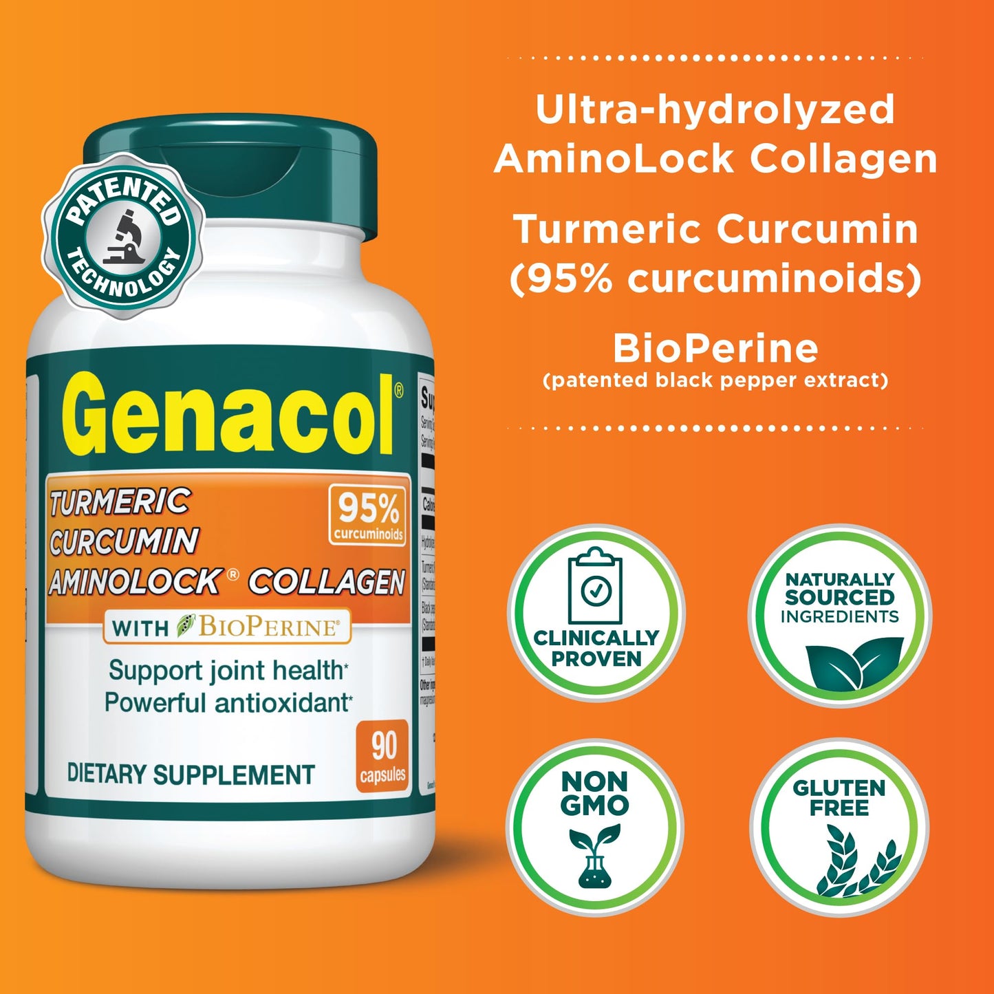 Genacol Turmeric Curcumin with BioPerine – Joint Support, 90 Capsules (30-Day Supply)