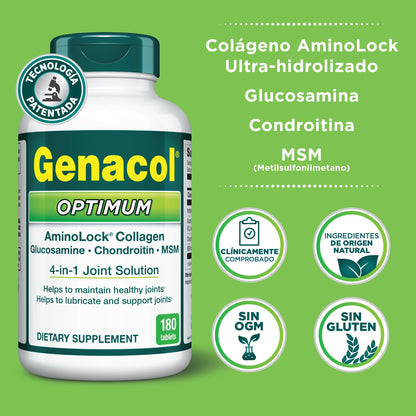 Genacol Optimum: Joint Support Tablets with Glucosamine, Chondroitin, MSM & Ultra-Hydrolyzed Collagen - 180 Count