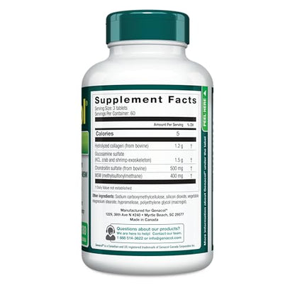 Genacol Optimum: Joint Support Tablets with Glucosamine, Chondroitin, MSM & Ultra-Hydrolyzed Collagen - 180 Count