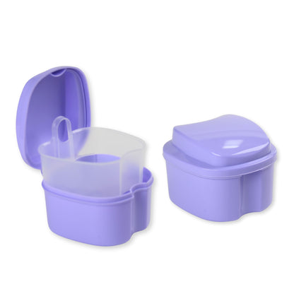 Genco Dental Denture Case with Strainer (Purple) - Denture Box