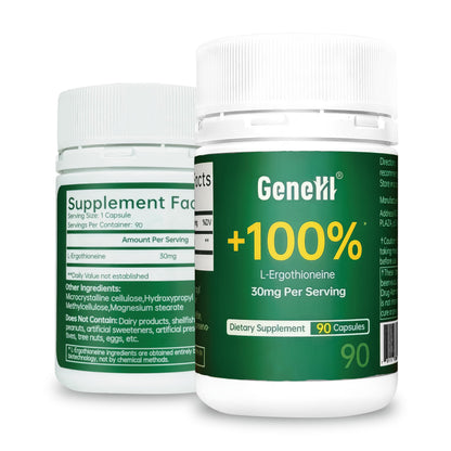 GENEIII L-Ergothioneine Supplement – 30 mg per Serving, 90 Servings | Immune & Brain Support