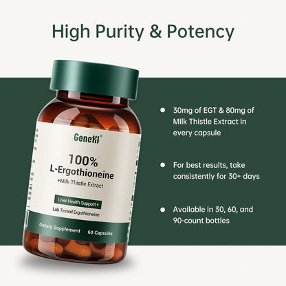 GENEIII Milk Thistle + L-Ergothioneine – Advanced Liver & Cellular Health, 60 Count