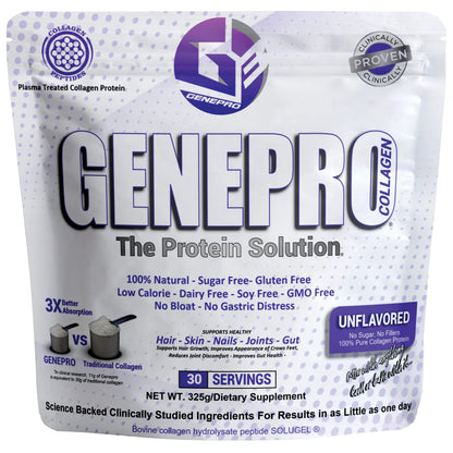 GENEPRO GEN. 3 Collagen Protein Powder – Unflavored, Lactose-Free, Gluten-Free (30 Servings)