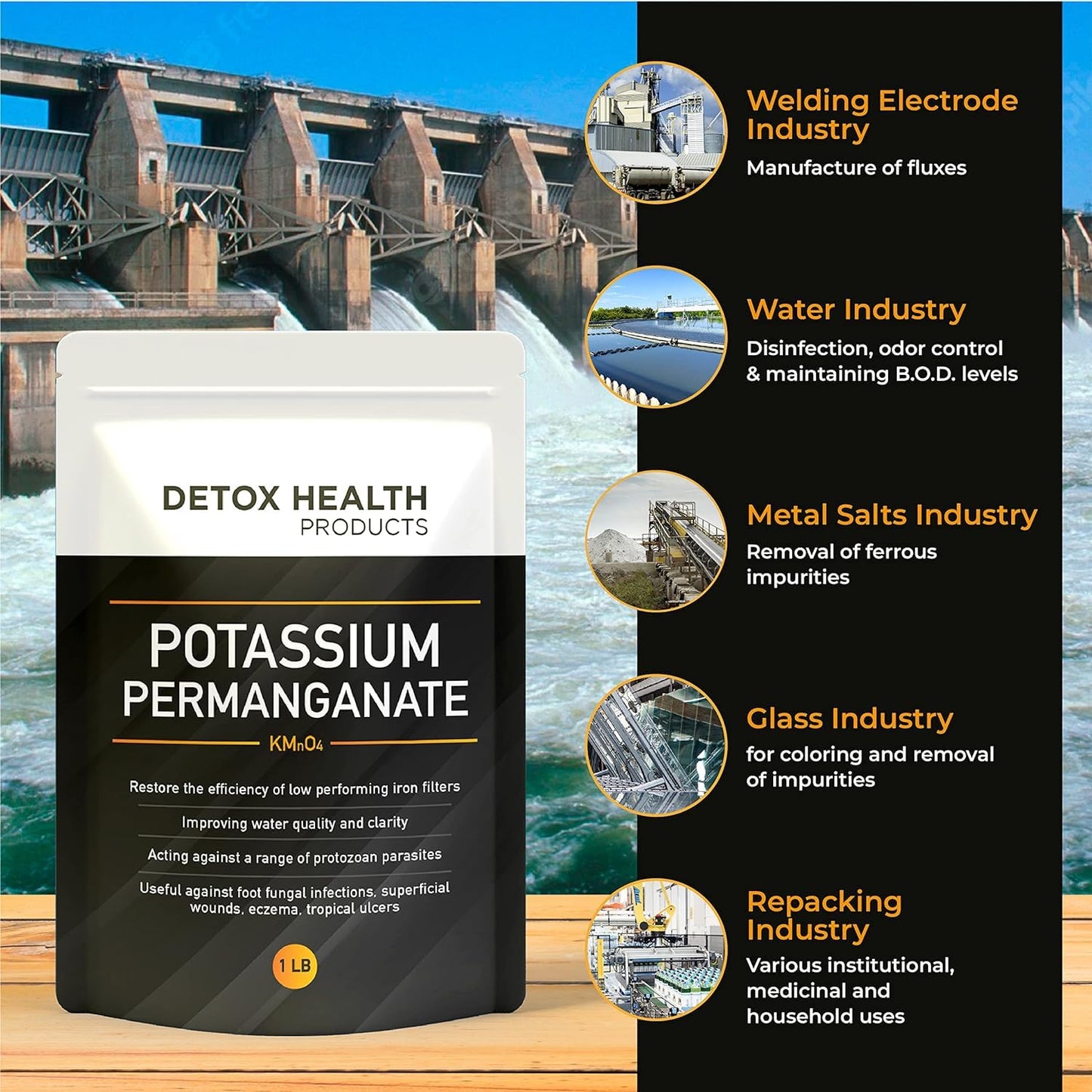 Generic Potassium Permanganate Crystal – Free Flowing Powder, 2 OZ | Detox Health Products