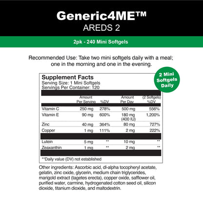 Generic4ME AREDS 2 SoftGels – 240 Mini Softgels for Eye Health Support