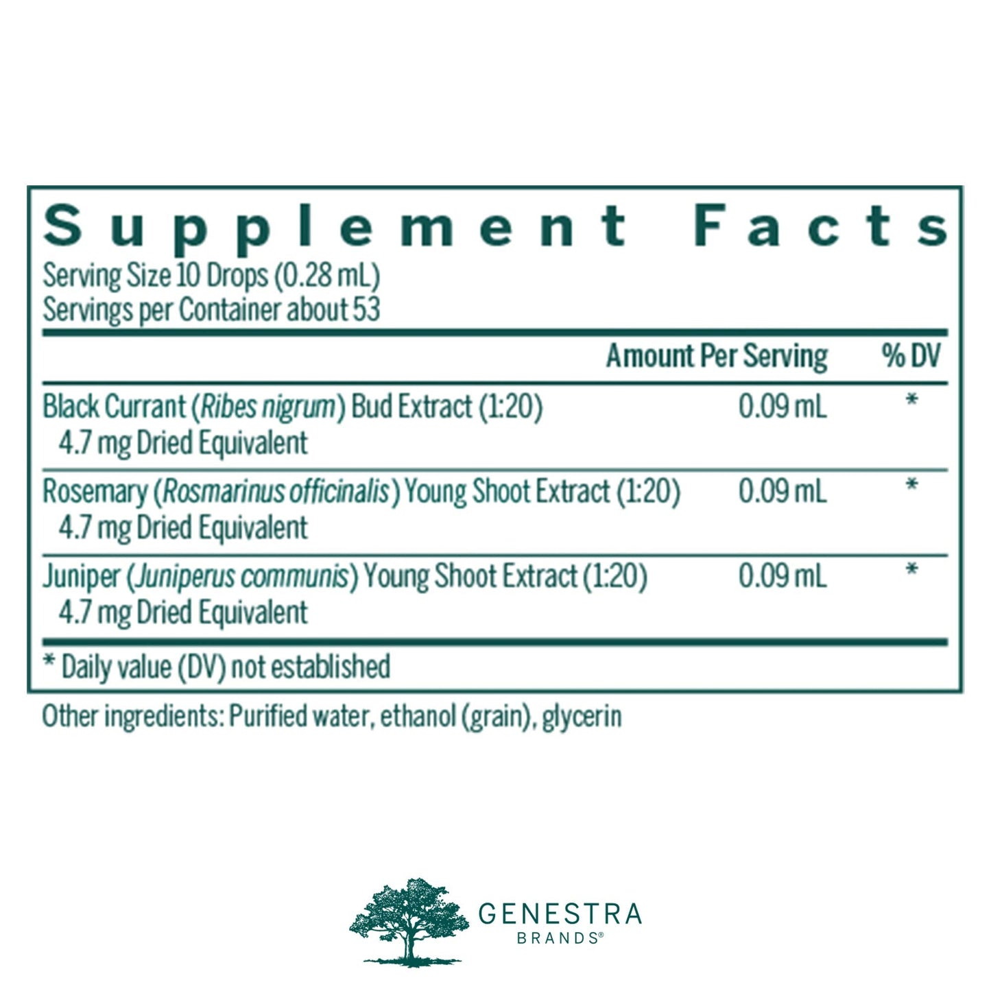 Genestra Brands Al-gen | Black Currant, Rosemary & Juniper Herbal Supplement | 0.5 fl oz