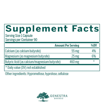 Genestra Brands Butyrate Complex | Butyric Acid from Calcium/Magnesium Butyrate | 90 Capsules