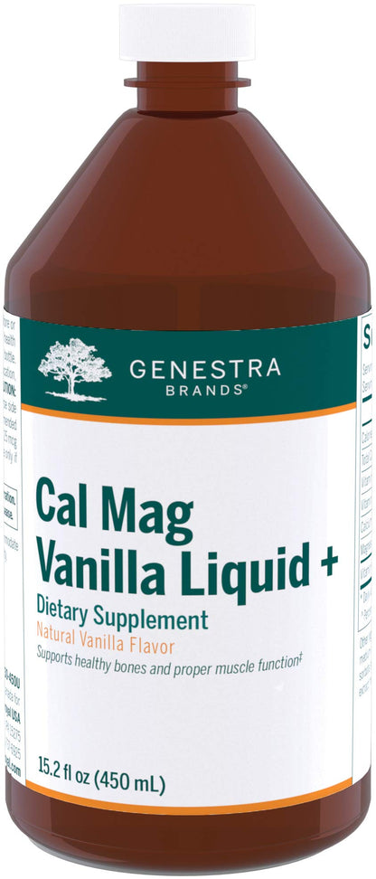 Genestra Cal Mag Vanilla Liquid + – Calcium Magnesium Supplement | 15.2 fl oz