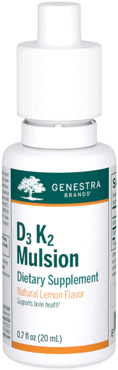 Genestra D3 K2 Mulsion - Liquid Vitamin D3 + K2 for Bone Health | 122 Servings