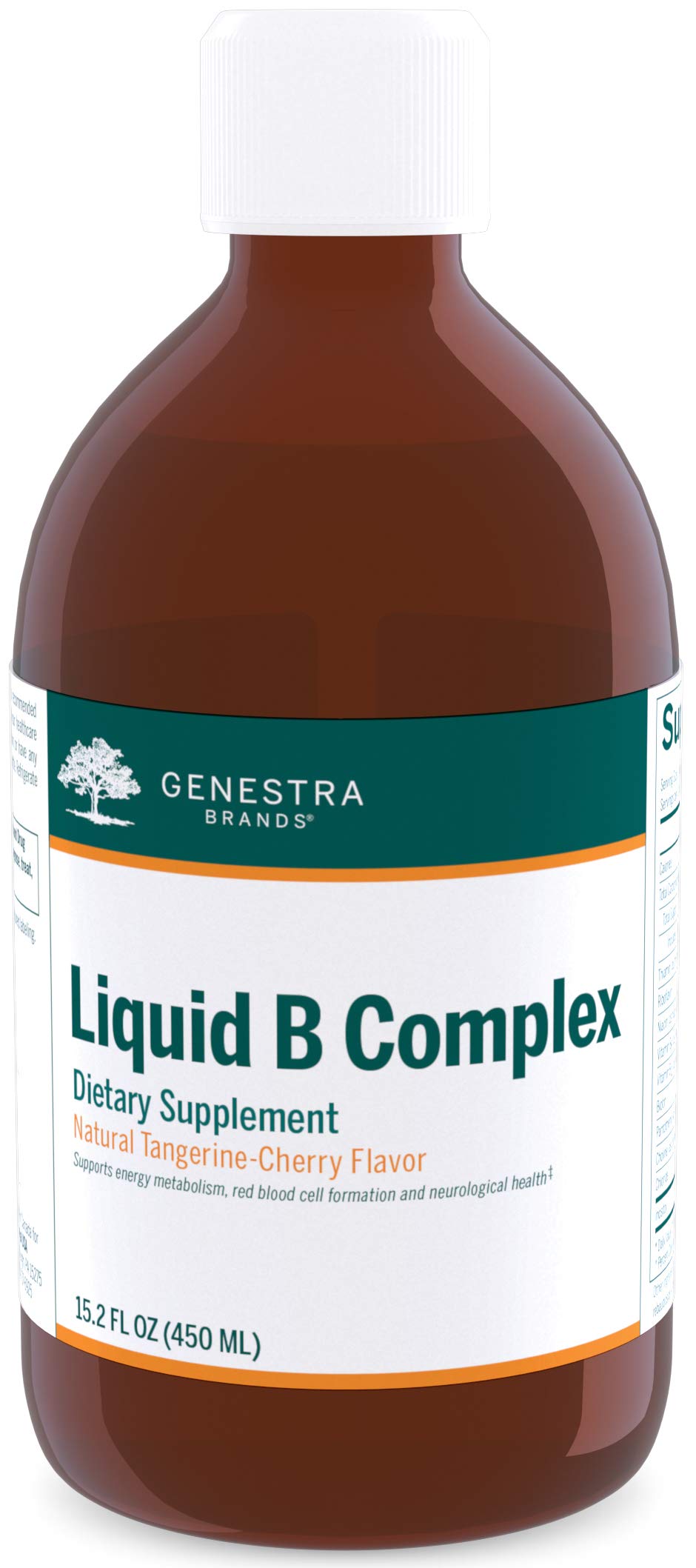 Genestra Brands Liquid B Complex | Broad Spectrum B-Vitamin | 15.2 fl oz | Natural Tangerine-Cherry Flavor