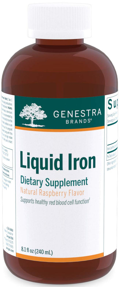 Genestra Brands Liquid Iron – Colloidal Mineral Supplement | Raspberry Flavor | 8.1 fl oz