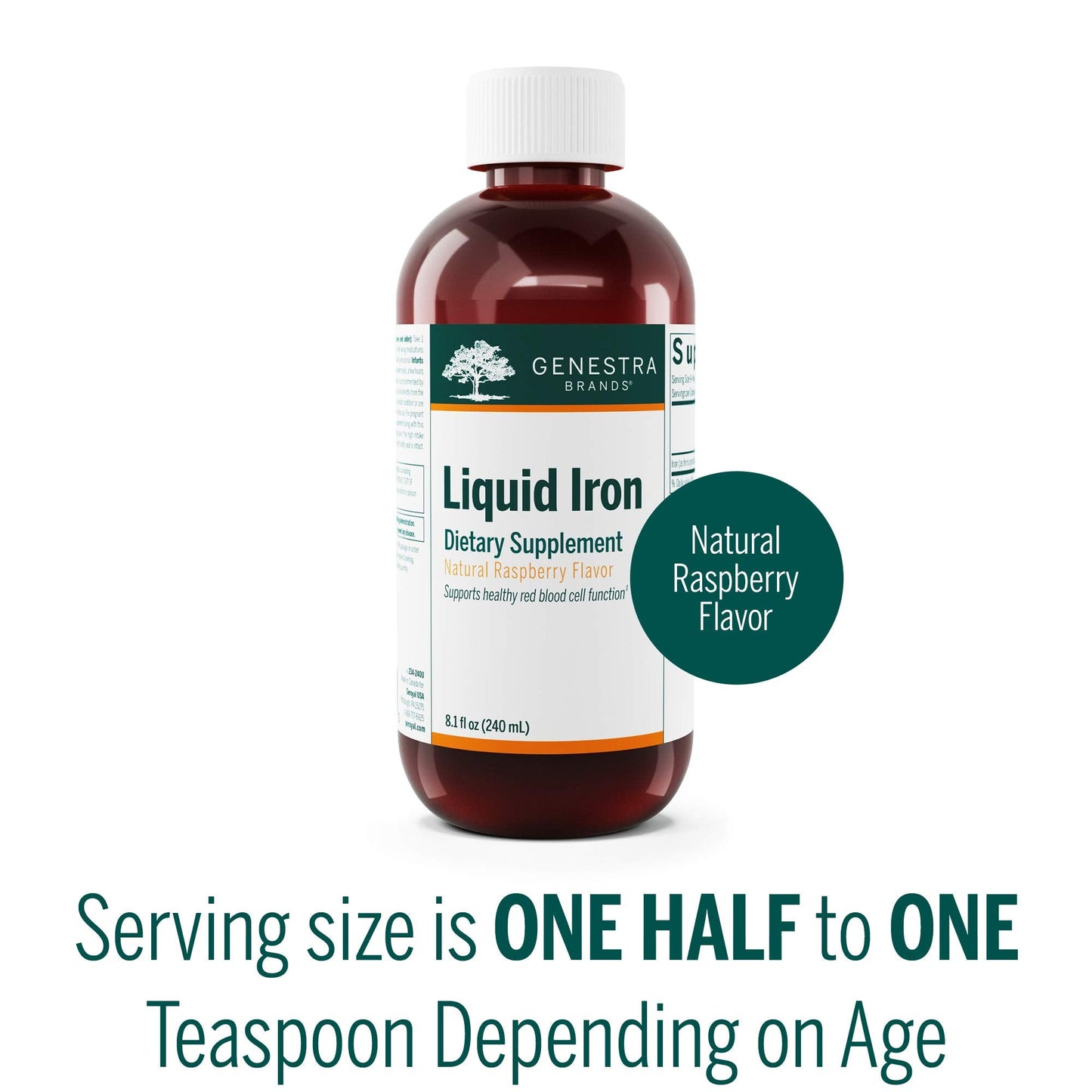 Genestra Brands Liquid Iron – Colloidal Mineral Supplement | Raspberry Flavor | 8.1 fl oz