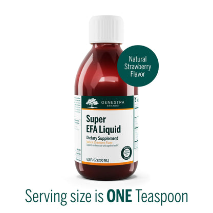 Genestra Super EFA Liquid – EFA Supplement for Heart, Brain, Eyes & Nerves | 6.8 fl oz | Natural Strawberry Flavor
