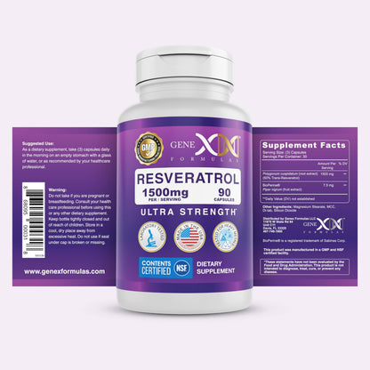 Genex Formulas 1500mg Resveratrol + BioPerine (3 Pack) | Trans-Resveratrol from Japanese Knotweed