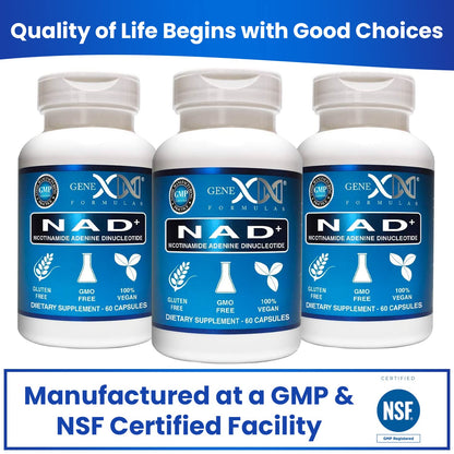 Genex Formulas NAD+ 250mg – 60 Capsules | Actual NAD+ (Not a Precursor) – Vegan, Gluten Free