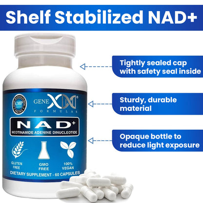Genex NAD+ 250mg – 60 Capsules | Actual NAD+ (Nicotinamide Adenine Dinucleotide)