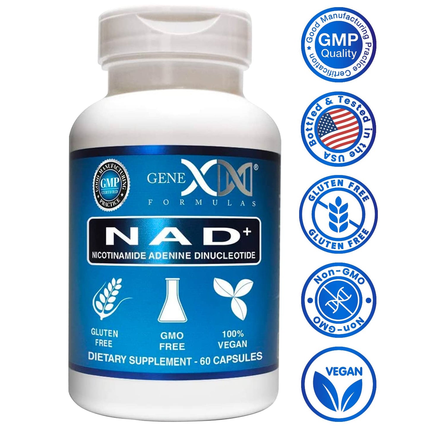 Genex NAD+ 250mg – 60 Capsules | Actual NAD+ (Nicotinamide Adenine Dinucleotide)