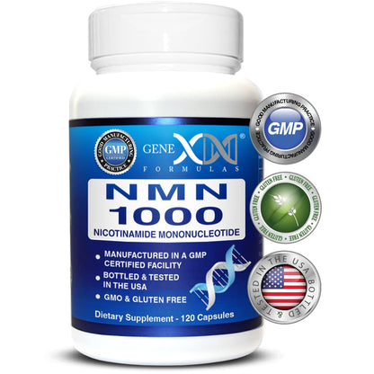 Genex Formulas NMN 1000mg – 99% Pure, Shelf-Stable NAD Support, 120 Capsules, GMP Certified