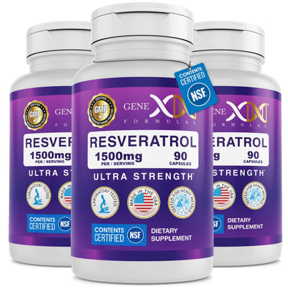 Genex Formulas 1500mg Resveratrol + BioPerine (3 Pack) | Trans-Resveratrol from Japanese Knotweed