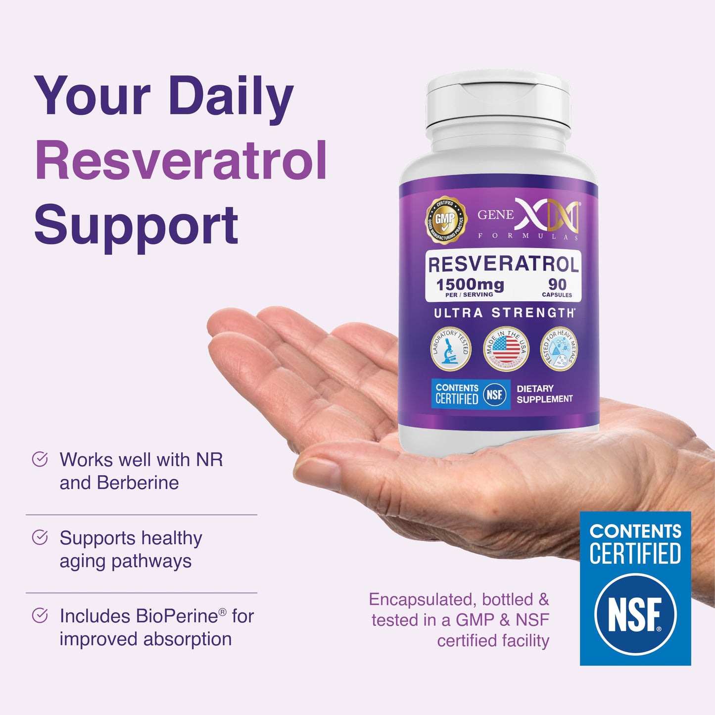 Genex Formulas 1500mg Resveratrol + BioPerine (3 Pack) | Trans-Resveratrol from Japanese Knotweed