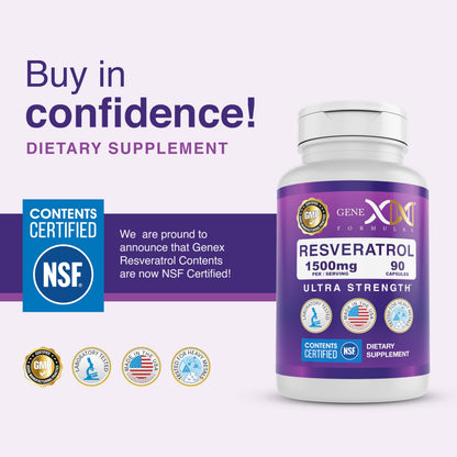 Genex Formulas 1500mg Resveratrol + BioPerine (3 Pack) | Trans-Resveratrol from Japanese Knotweed