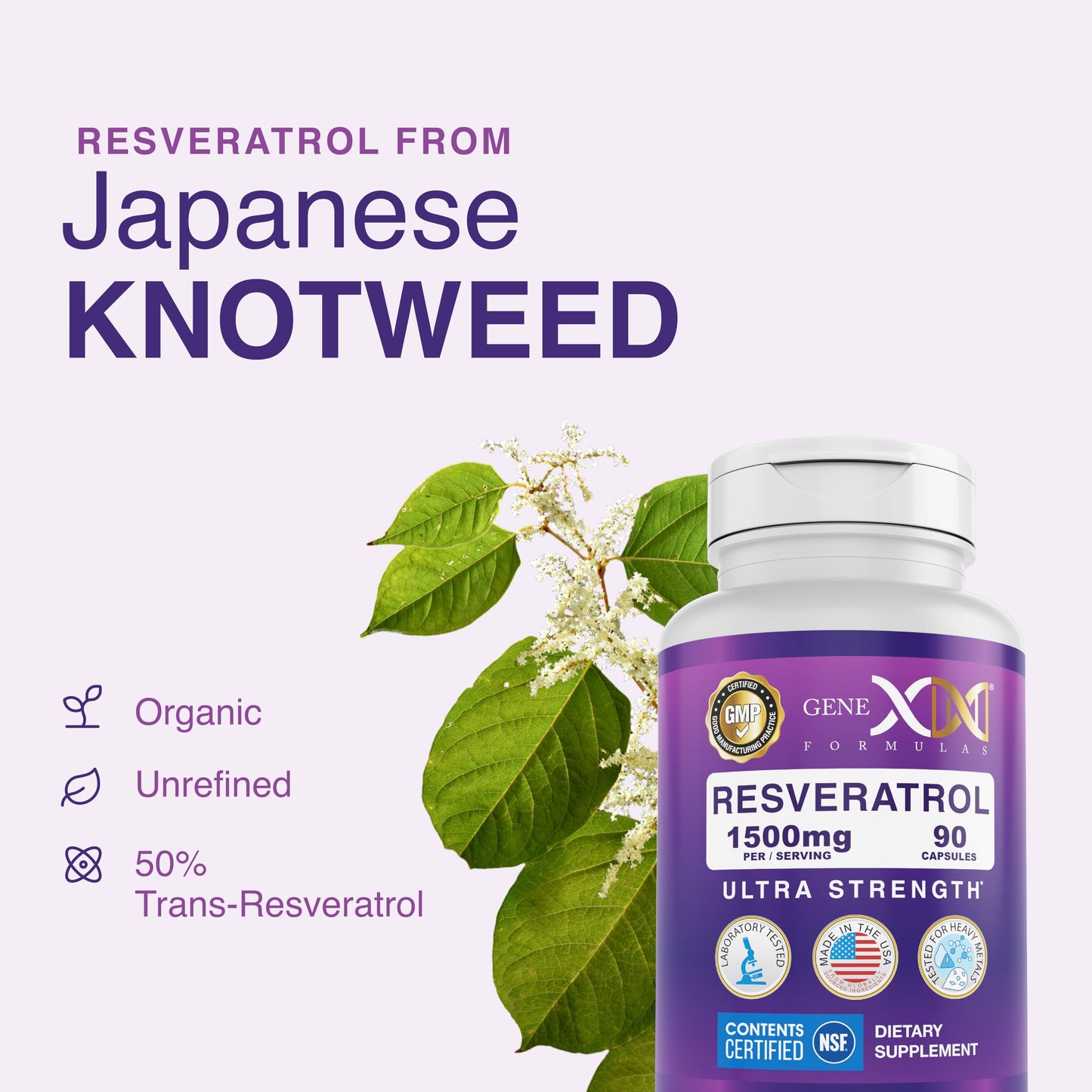 Genex Formulas 1500mg Resveratrol + BioPerine (3 Pack) | Trans-Resveratrol from Japanese Knotweed