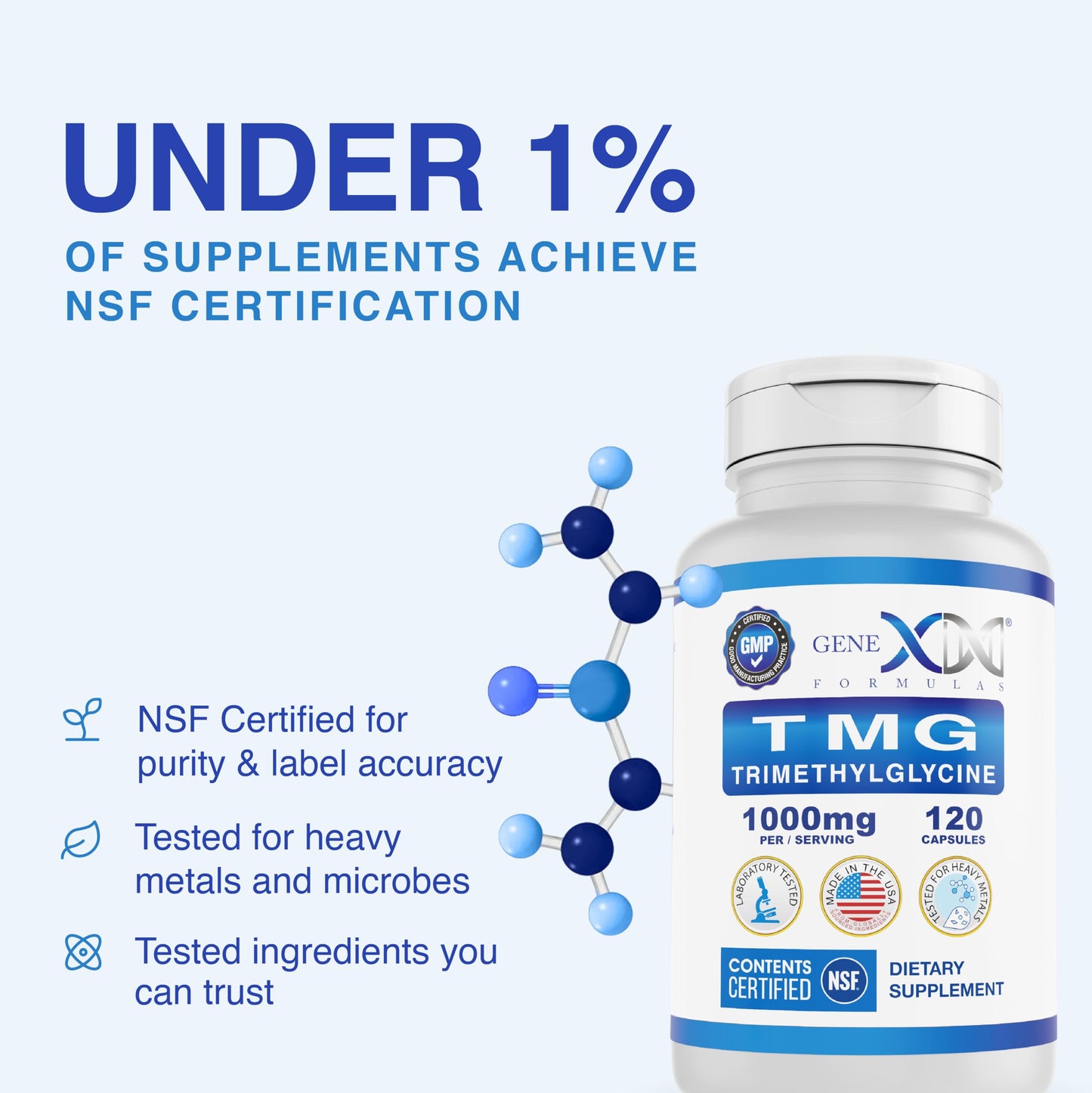 Genex Formulas TMG 1000mg - 360 Capsules | NSF Certified, Gluten Free & Non-GMO