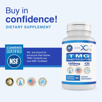 Genex Formulas TMG 1000mg - 360 Capsules | NSF Certified, Gluten Free & Non-GMO