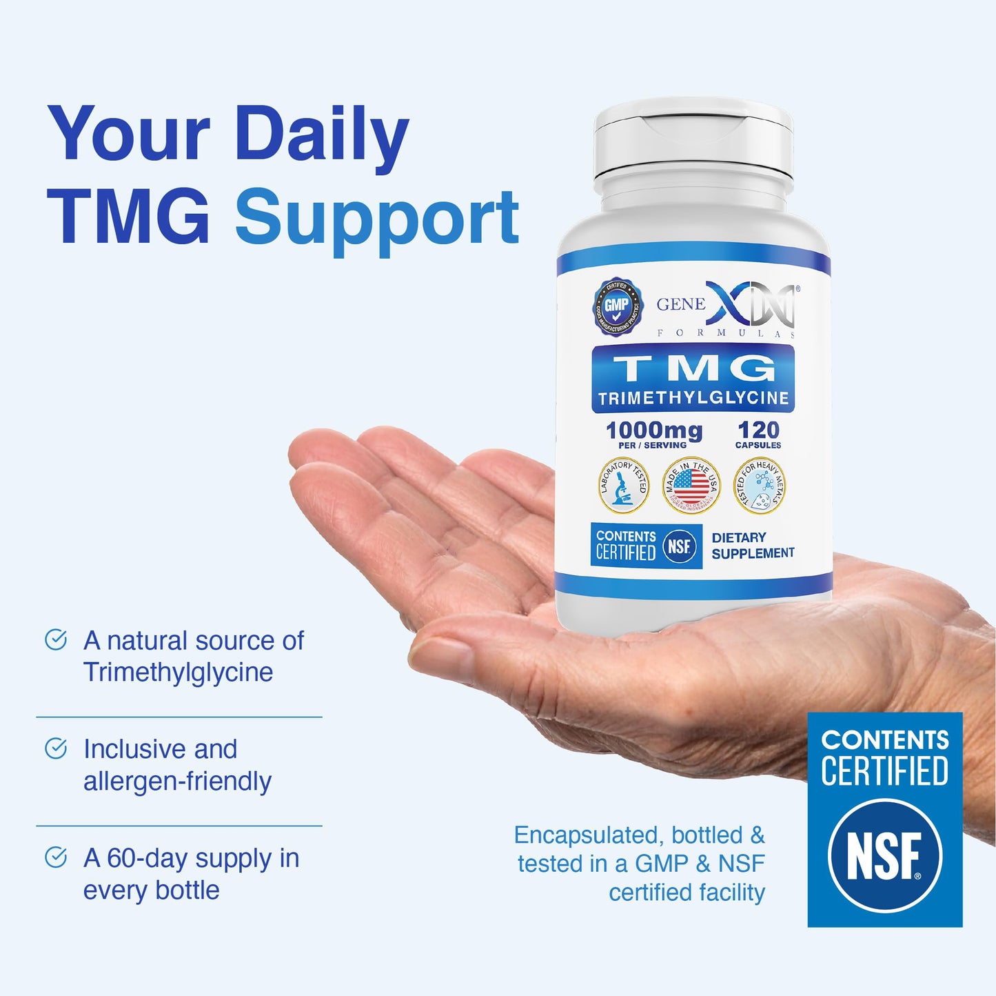 Genex Formulas TMG 1000mg - 360 Capsules | NSF Certified, Gluten Free & Non-GMO