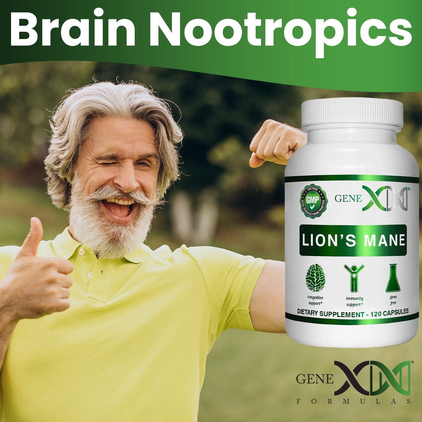 Genex Formulas Lions Mane Supplement 3 Pack - 1000mg per Serving | Nootropics for Focus, Mental Clarity, Natural Energy | 360 Capsules