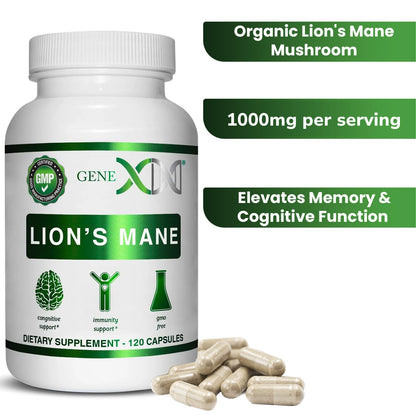 Genex Formulas Lions Mane Supplement 3 Pack - 1000mg per Serving | Nootropics for Focus, Mental Clarity, Natural Energy | 360 Capsules