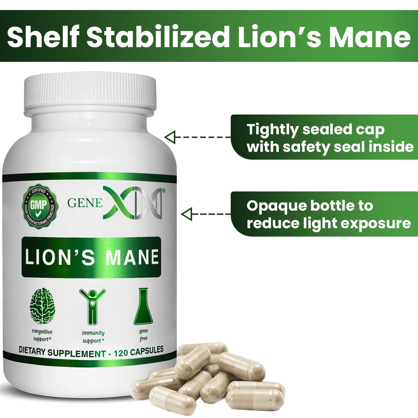 Genex Formulas Lions Mane Supplement 3 Pack - 1000mg per Serving | Nootropics for Focus, Mental Clarity, Natural Energy | 360 Capsules