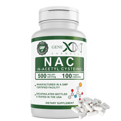 Genex NAC 500mg (100 Capsules) – Liver Health Support | Non-GMO, Gluten Free, Vegan