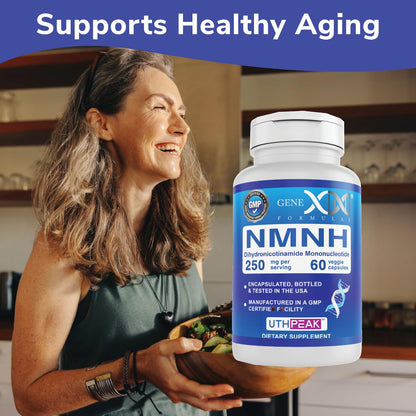 Genex Formulas 250mg NMNH (60 Capsules - 30 Servings) | Uthpeak™ NMNH (Dihydronicotinamide Mononucleotide) NAD+ Precursor for Healthy Aging - Non-GMO, Gluten-Free, Vegetarian