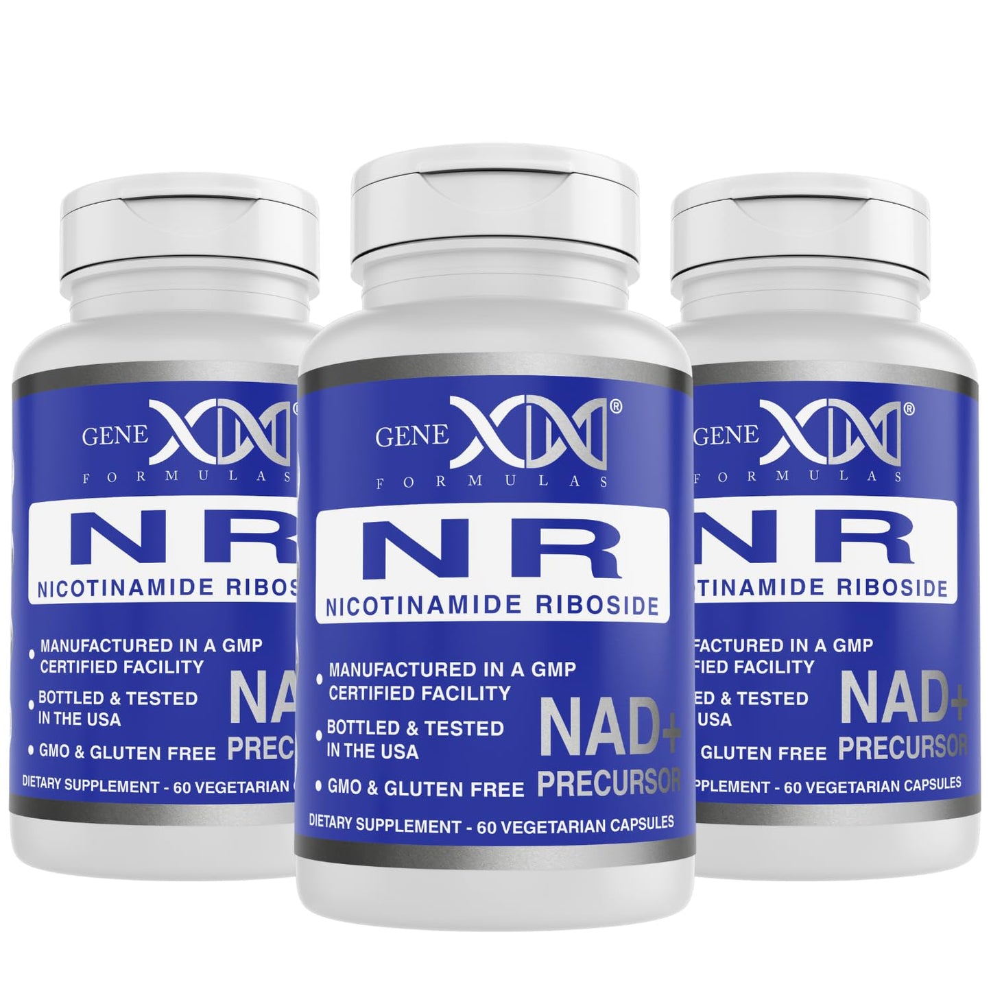 Genex Formulas NR Nicotinamide Riboside 300mg (3 Pack) NAD+ Precursor for Healthy Aging - GMP-Certified, Non-GMO, Gluten-Free, Vegetarian