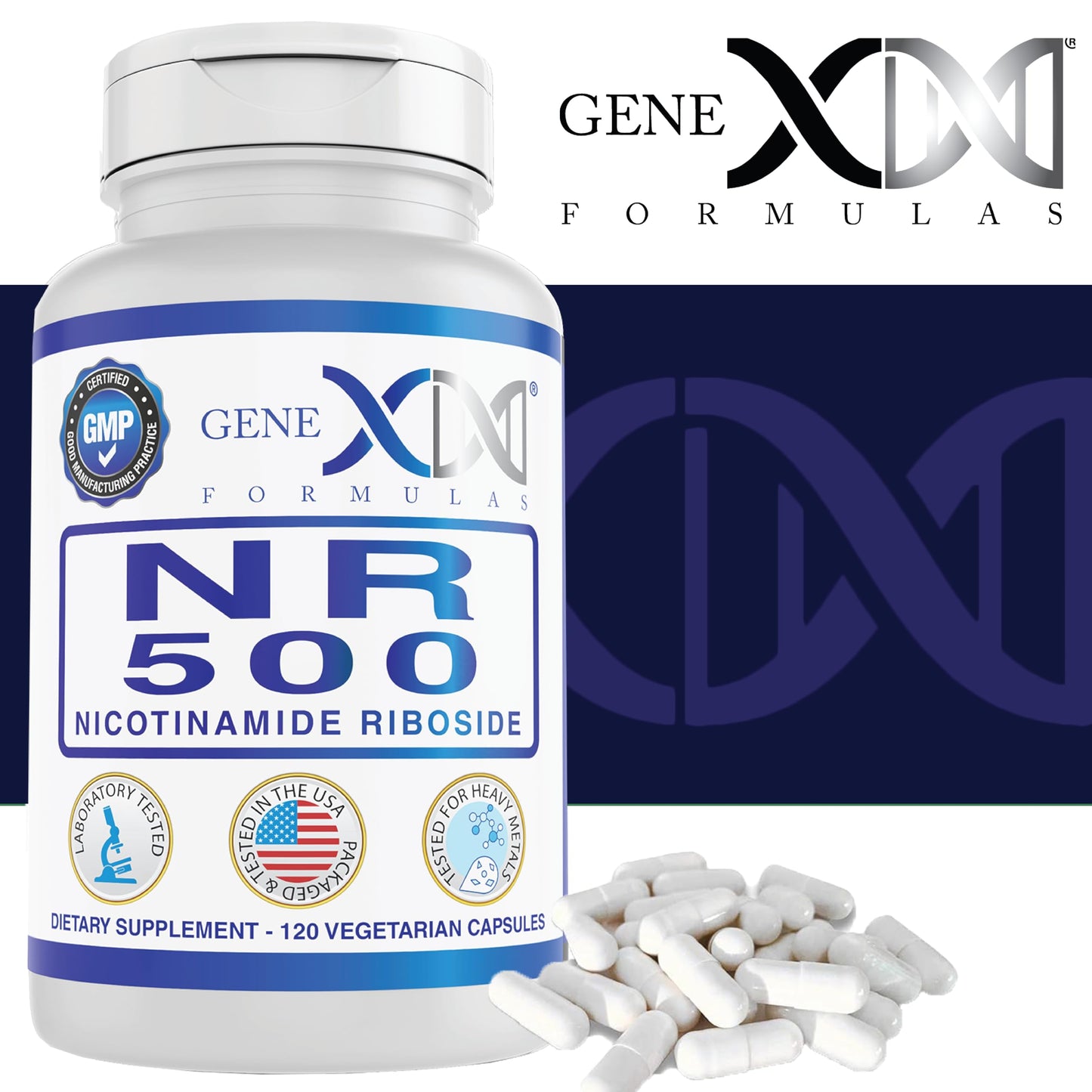 Genex NR Nicotinamide Riboside 500mg – NAD+ Precursor, 120 Caps, GMP-Certified