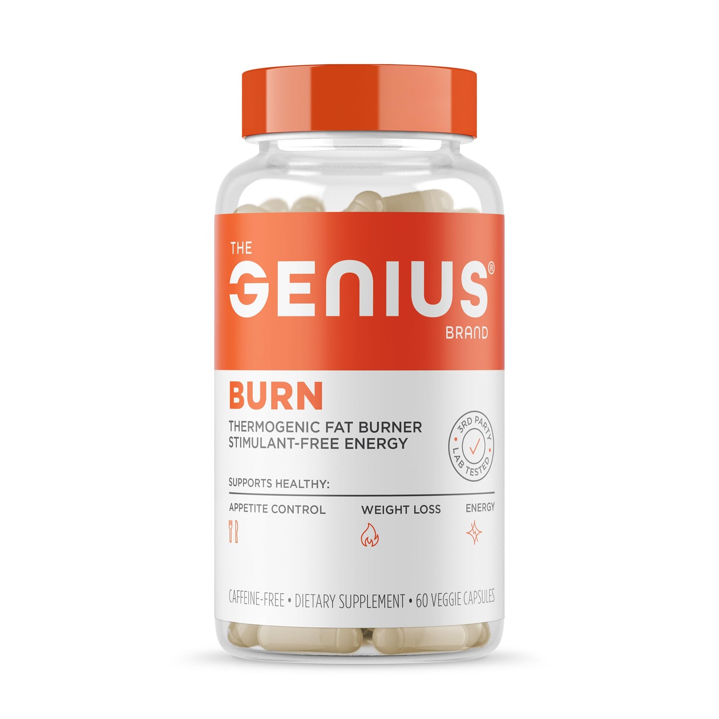 Genius Burn Thermogenic Fat Burner - 60 Diet Veggie Pills for Metabolism, Focus & Appetite Control