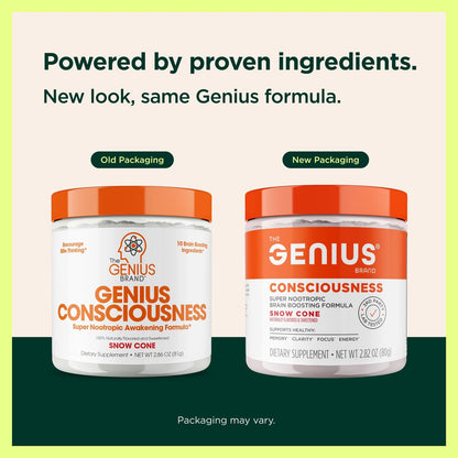 The Genius Brand Genius Consciousness – All-in-One Brain Health Supplement for Clarity, Focus & Creativity | Snow Cone | 15 Servings