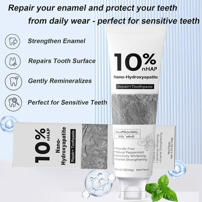 Nano-Hydroxyapatite Toothpaste, New Upgraded Formula, Strengthens Enamel, Fluoride-Free Toothpaste, Gentle on Sensitive Teeth 4.23oz 2pc