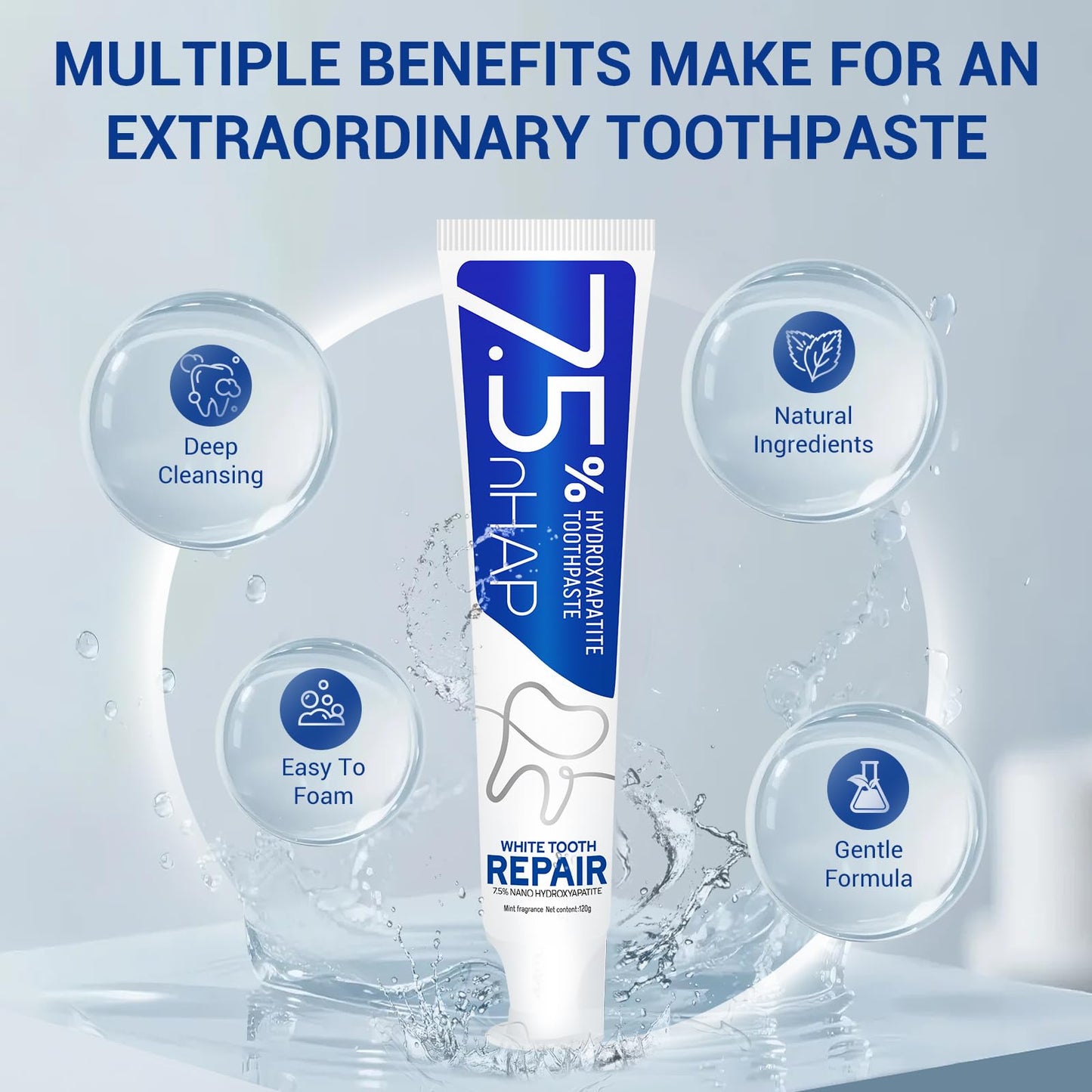 7.5% Hydroxyapatite Toothpaste – Fluoride-Free Whitening & Enamel Support