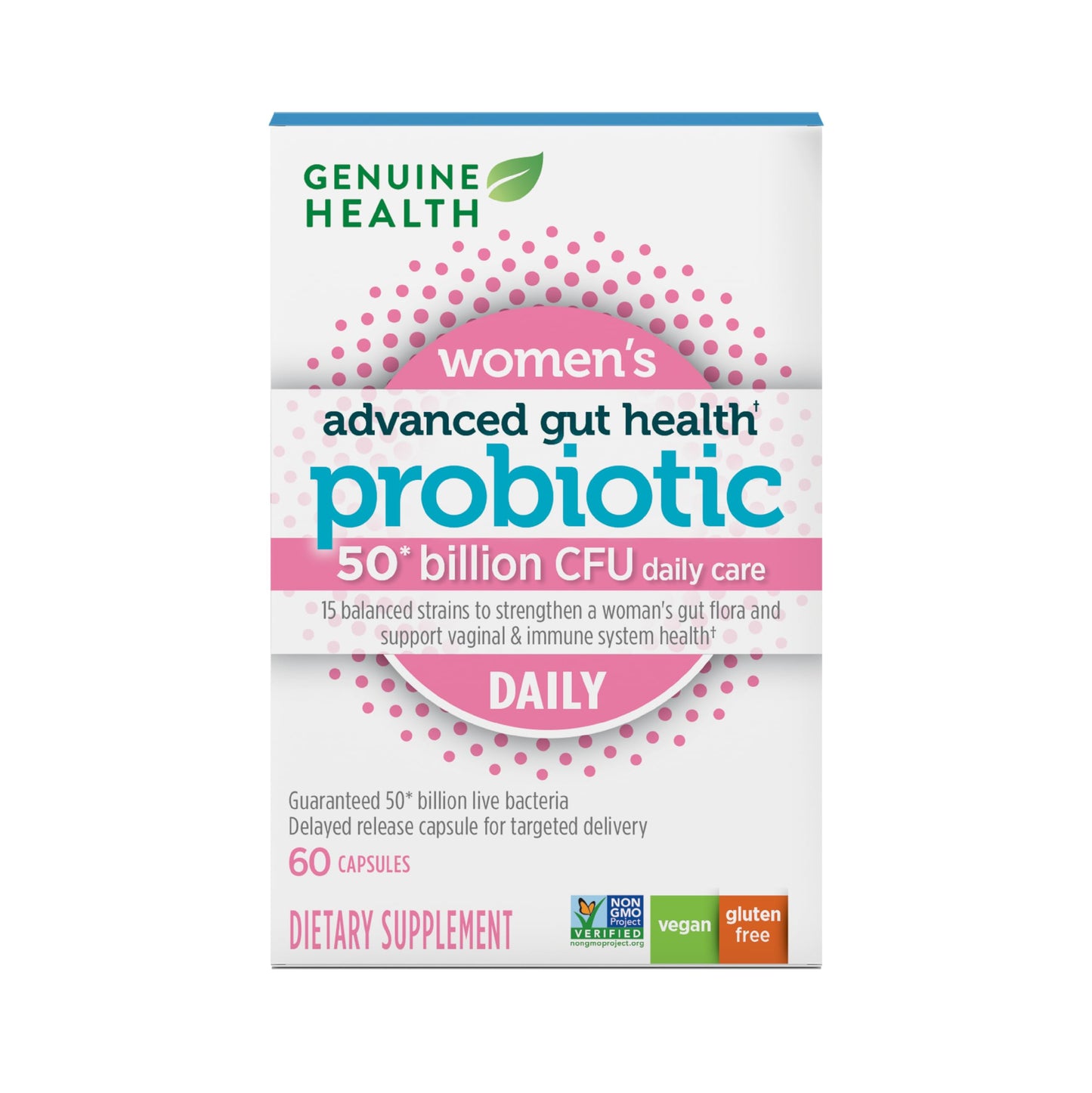 Genuine Health Women's Daily Probiotic - Multi-Strain Formula (60 Count) for Digestive, Vaginal & Skin Health