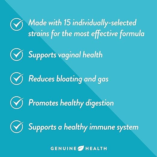 Genuine Health Women's Daily Probiotic - Multi-Strain Formula (60 Count) for Digestive, Vaginal & Skin Health