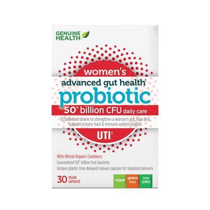 Genuine Health Women's Daily Probiotic for UTI Support – Cranberry, 30 Capsules