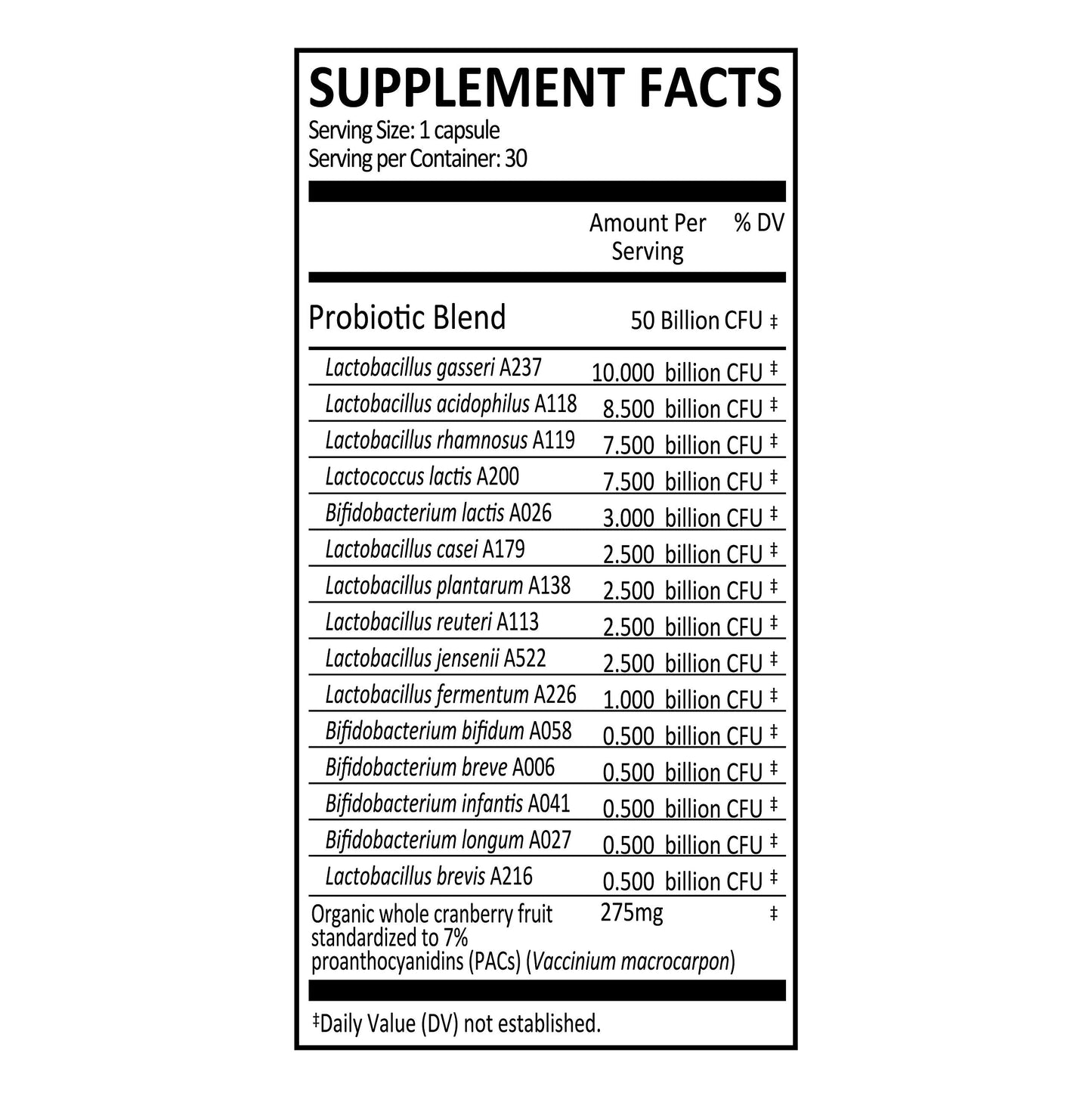 Genuine Health Women's Daily Probiotic for UTI Support – Cranberry, 30 Capsules